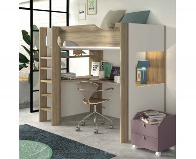Litera loft con mesa de escritorio integrada - Sofas Camas Cruces