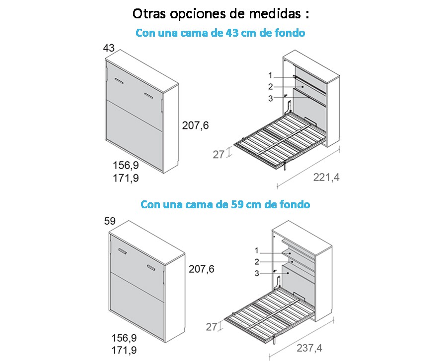 Cama Abatible vertical de 135x190 o 150x190 en Pamplona Navarra